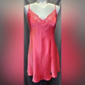 Victoria’s Secret Vintage Satin Slip Dress Negligee lace detail side slit Large